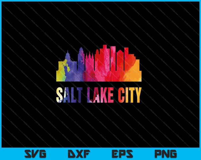 Salt Lake City aquarel Skyline Home State Souvenir SVG PNG snijden afdrukbare bestanden