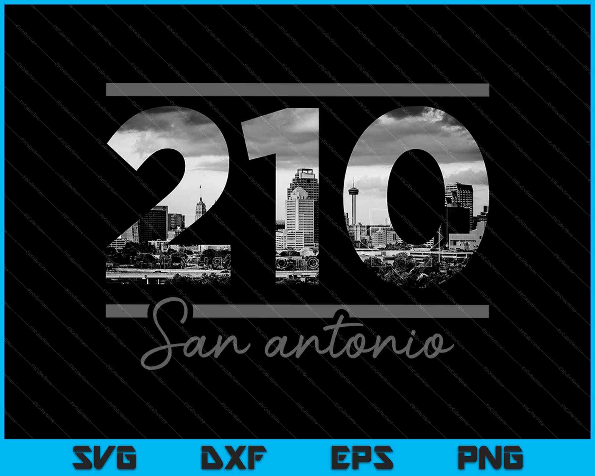 San Antonio 210 Area Code Skyline Texas Vintage SVG PNG Files ...