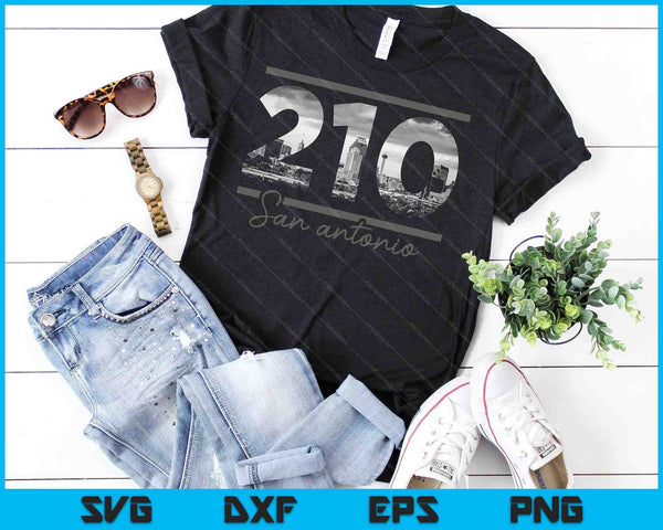 San Antonio 210 Netnummer Skyline Texas Vintage SVG PNG Snijden afdrukbare bestanden - on a t-shirt