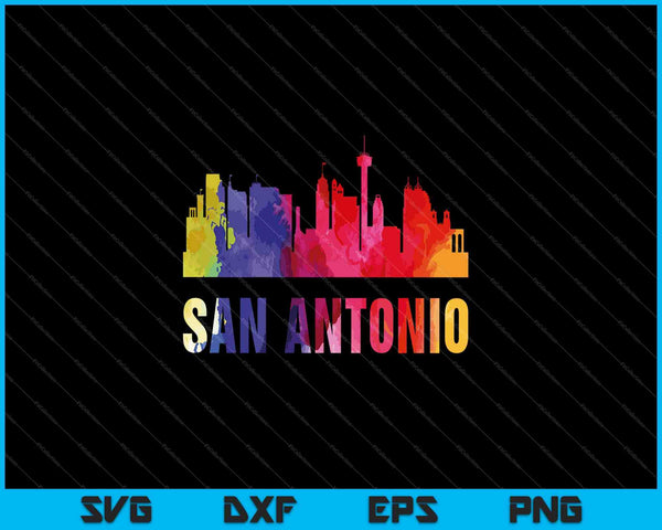 San Antonio Watercolor Skyline Home State Souvenir SVG PNG Cutting Printable Files