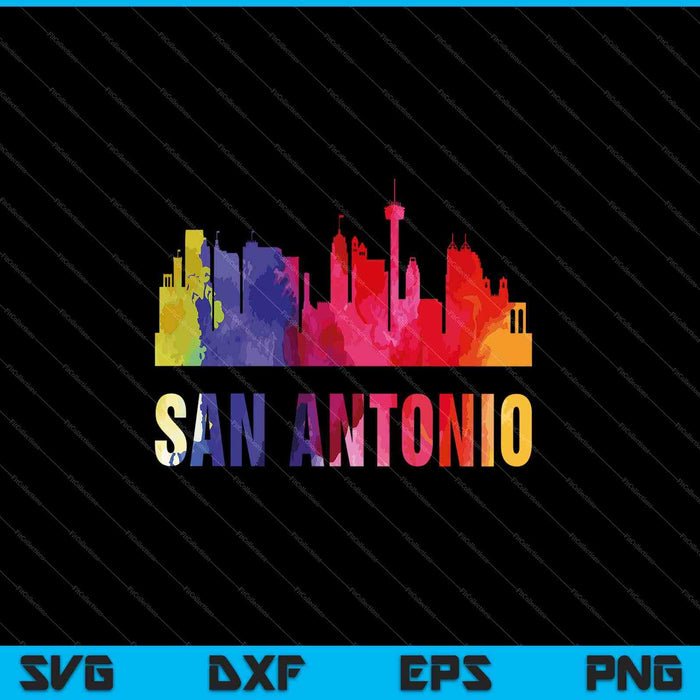 San Antonio aquarel Skyline Home State Souvenir SVG PNG snijden afdrukbare bestanden
