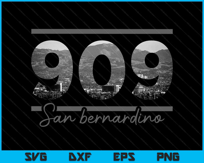 San Bernardino 909 Código de área Skyline California Vintage SVG PNG Cortar archivos imprimibles