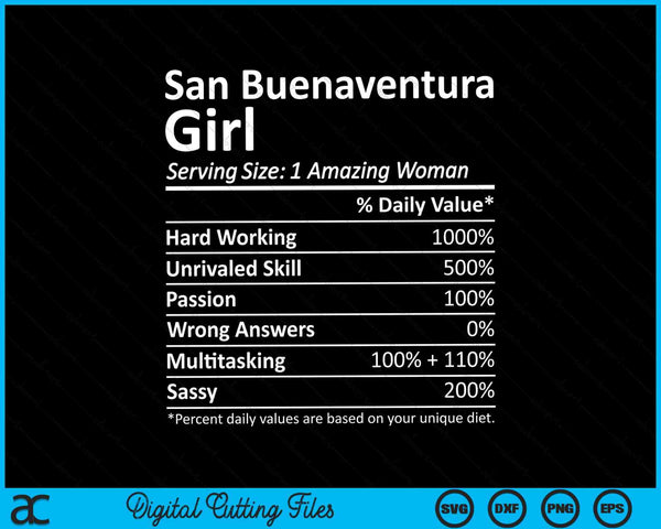 San Buenaventura Girl CA California Funny City Home Roots SVG PNG Digital Cutting Files