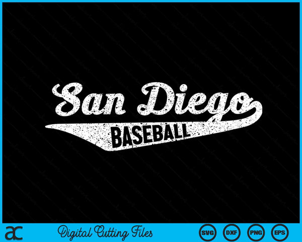 San Diego Baseball Script Vintage Distressed SVG PNG Digital Cutting Files