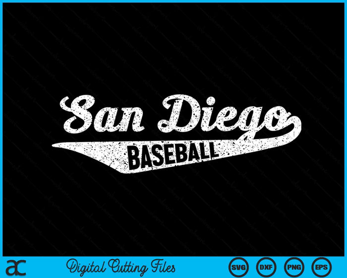 San Diego honkbal Script Vintage noodlijdende SVG PNG digitale snijbestanden 