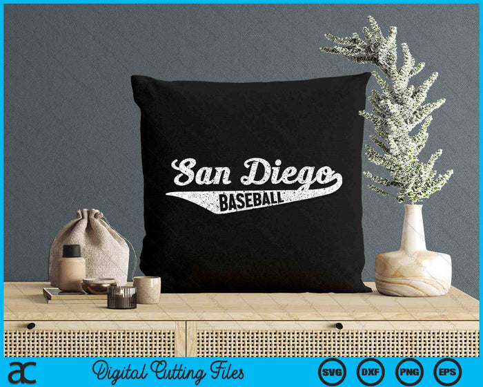 San Diego honkbal Script Vintage noodlijdende SVG PNG digitale snijbestanden 