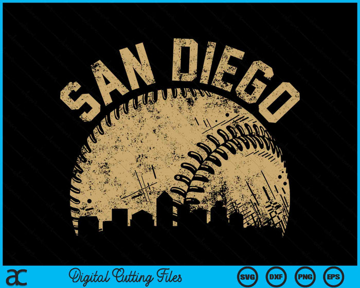 San Diego Baseball Skyline Player Coach Fan SVG PNG Digital Printable Files