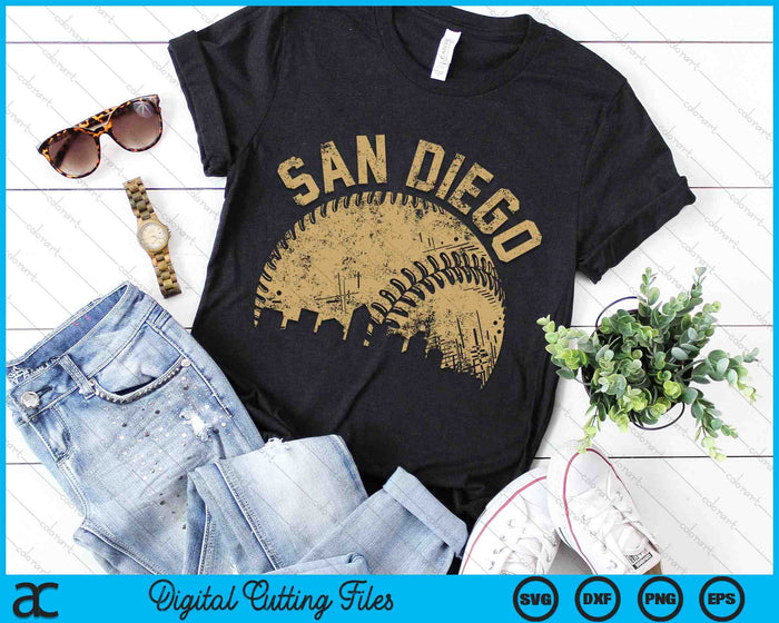 San Diego Baseball Skyline Player Coach Fan SVG PNG Digital Printable Files