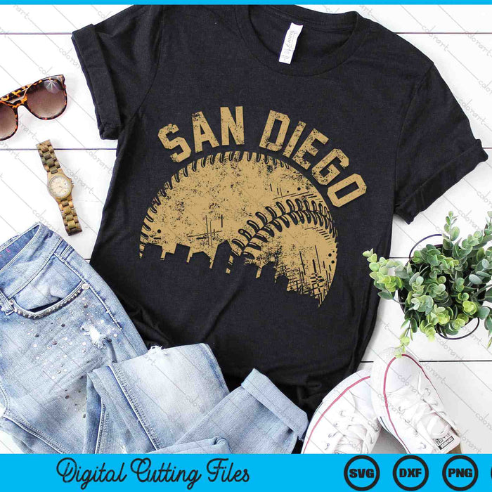 San Diego Baseball Skyline Player Coach Fan SVG PNG Digital Printable Files