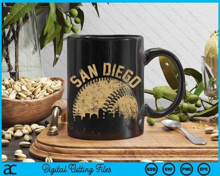 San Diego Baseball Skyline Player Coach Fan SVG PNG Digital Printable Files