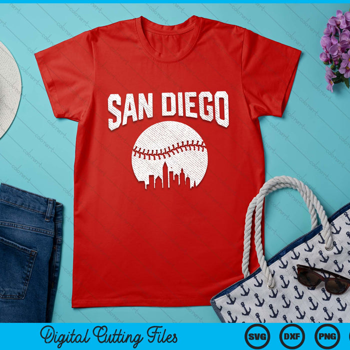 San Diego City California Baseball Skyline Vintage Souvenir SVG PNG Digital Printable Files