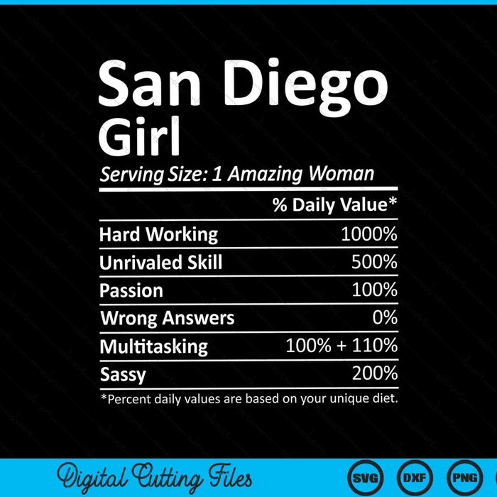 San Diego Girl CA California Funny City Home Roots SVG PNG Cortando archivos imprimibles