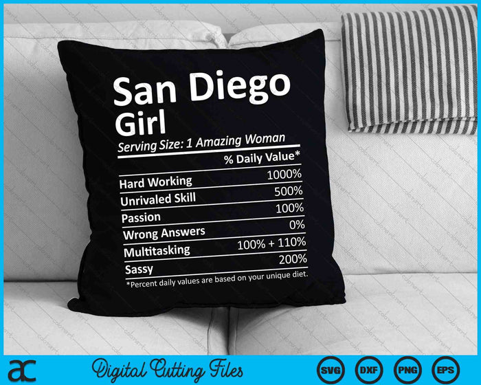 San Diego Girl CA California Funny City Home Roots SVG PNG Cortando archivos imprimibles