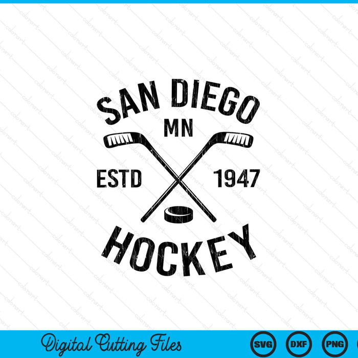 San Diego Minnesota Ice Hockey Sticks Vintage Gift SVG PNG Digital Cutting Files