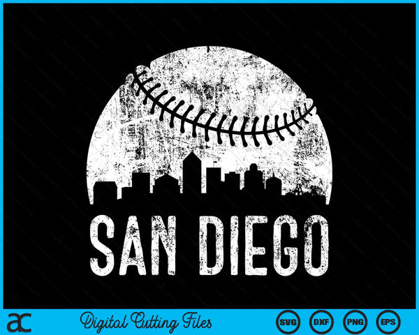 San Diego Skyline Vintage San Diego Baseball SVG PNG Digital Cutting Files