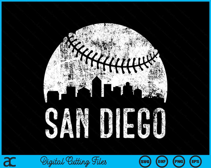 San Diego Skyline Vintage San Diego Baseball SVG PNG Digital Cutting Files