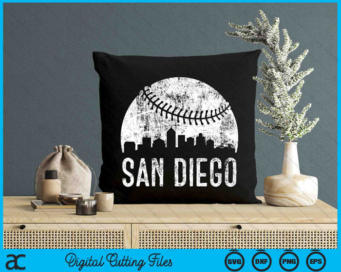 San Diego Skyline Vintage San Diego Baseball SVG PNG Digital Cutting Files