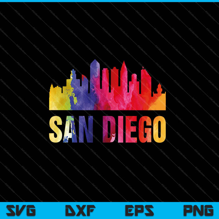 San Diego aquarel Skyline Home State Souvenir SVG PNG snijden afdrukbare bestanden