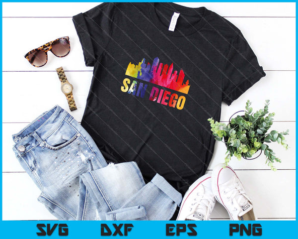 San Diego aquarel Skyline Home State Souvenir SVG PNG snijden afdrukbare bestanden - on a t-shirt