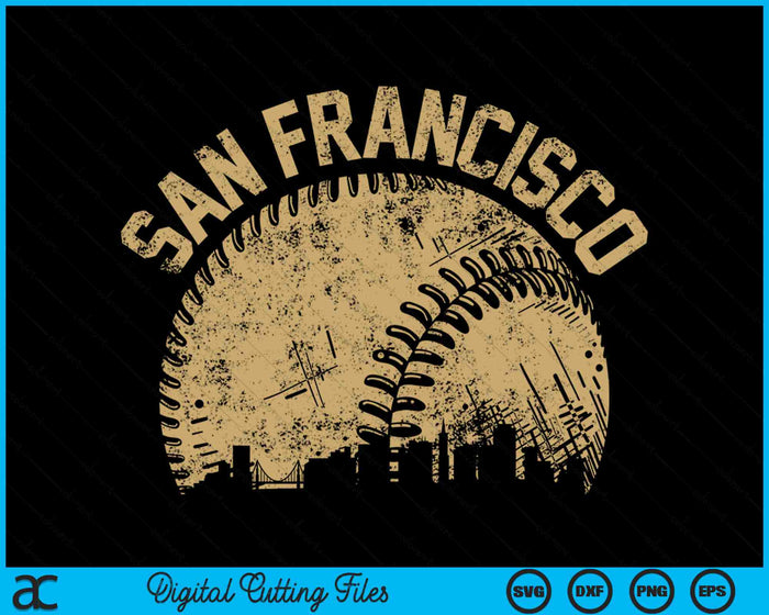 San Francisco Baseball Skyline Player Coach Fan SVG PNG Digital Printable Files