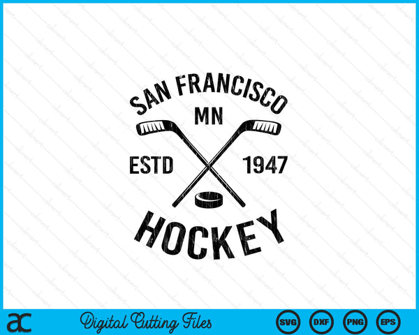 San Francisco Minnesota Ice Hockey Sticks Vintage Gift SVG PNG Digital Cutting Files