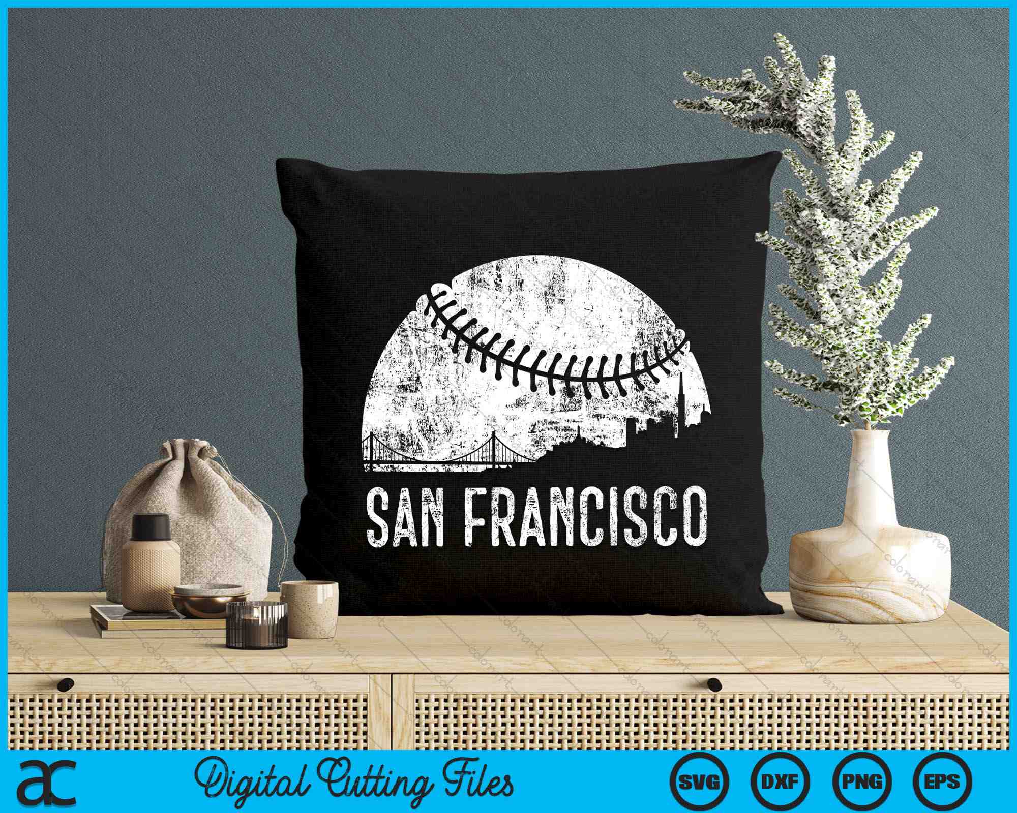 San Francisco SF City Skyline Baseball SVG PNG Digital Cutting Files ...