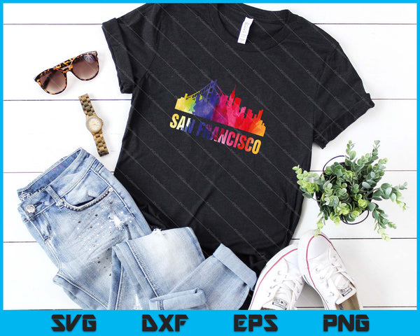 San Francisco aquarel Skyline Home State Souvenir SVG PNG snijden afdrukbare bestanden - on a t-shirt