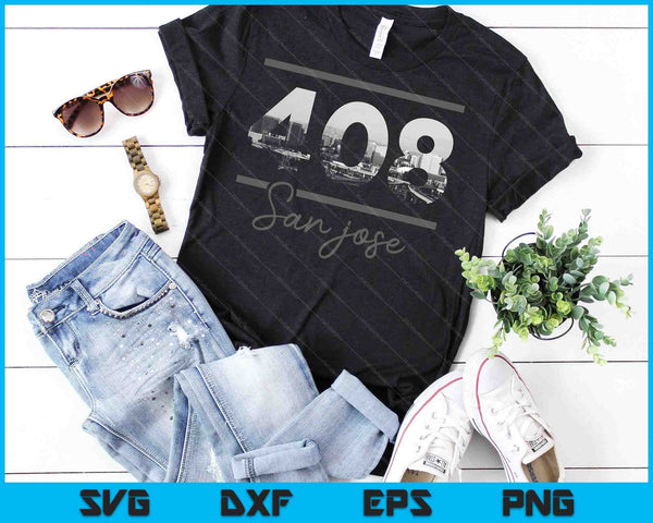 San Jose 408 Area Code Skyline Nevada Vintage SVG PNG Cutting Printable Files - on a t-shirt