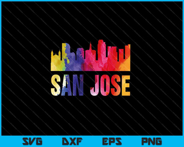 San Jose Watercolor Skyline Home State Souvenir SVG PNG Cutting Printable Files