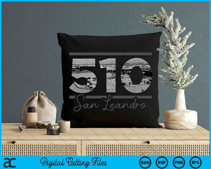 San Leandro 510 Area Code Skyline California Vintage SVG PNG Digital Cutting Files