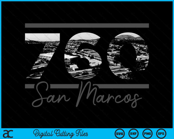 San Marcos 760 Netnummer Skyline Californië Vintage SVG PNG digitale snijbestanden