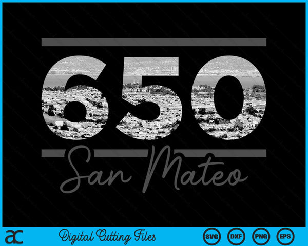 San Mateo 650 Netnummer Skyline Californië Vintage SVG PNG digitale snijbestanden