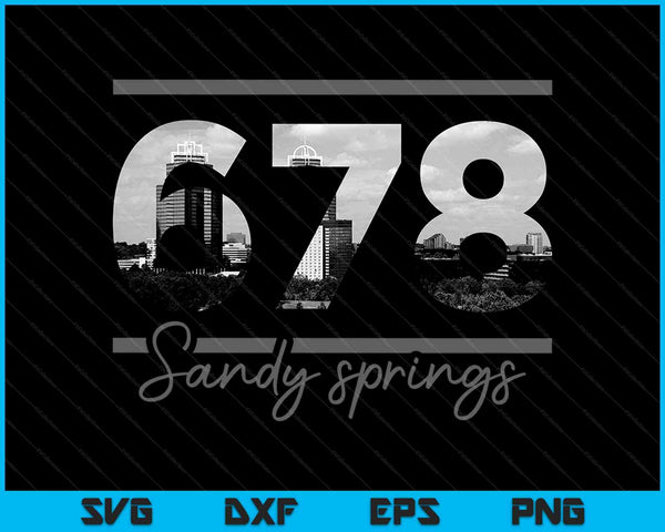 Sandy Springs 678 Código de área Skyline Georgia Vintage SVG PNG Cortar archivos imprimibles