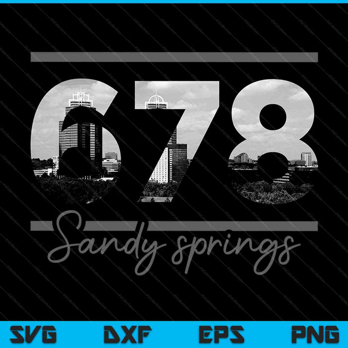 Sandy Springs 678 Netnummer Skyline Georgia Vintage SVG PNG Snijden afdrukbare bestanden