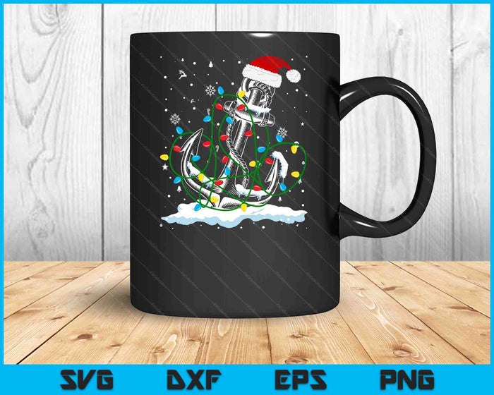 Santa Anchor Cool Christmas Lights Boating Sailing Boat Ship SVG PNG Digital Cutting Files