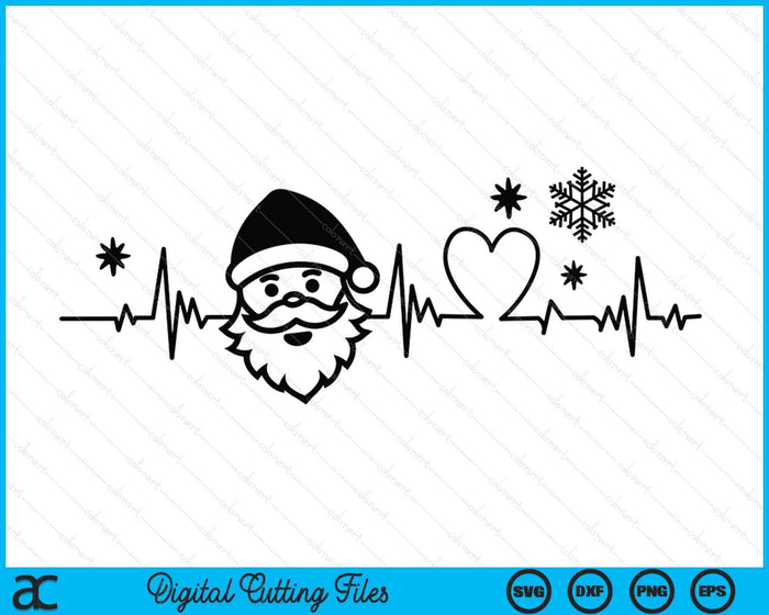 Santa Christmas Heartbeat SVG PNG Digital Printable Files