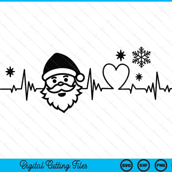 Santa Christmas heartbeat SVG cut file