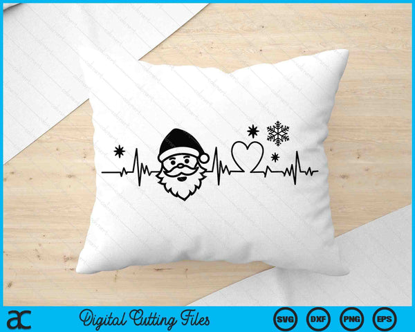 Santa Christmas Heartbeat SVG PNG Digital Printable Files