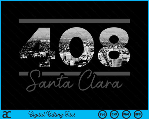 Santa Clara 408 Netnummer Skyline Californië Vintage SVG PNG digitale snijbestanden