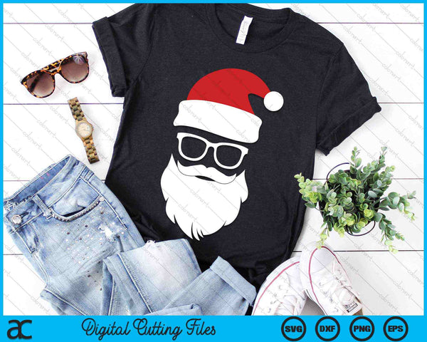 Santa Claus Hat Sunglasses Beard Santa SVG PNG Digital Cutting Files