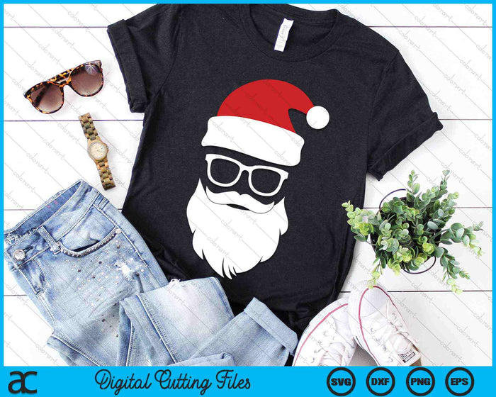 Santa Claus Hat Sunglasses Beard Santa SVG PNG Digital Cutting Files