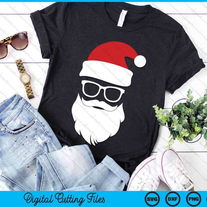 Santa Claus Hat Sunglasses Beard Santa SVG PNG Digital Cutting Files