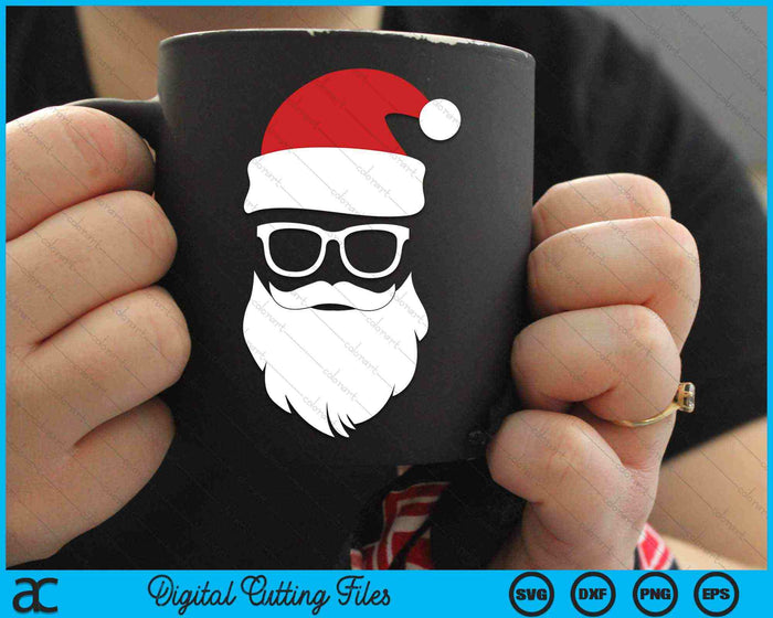 Santa Claus Hat Sunglasses Beard Santa SVG PNG Digital Cutting Files