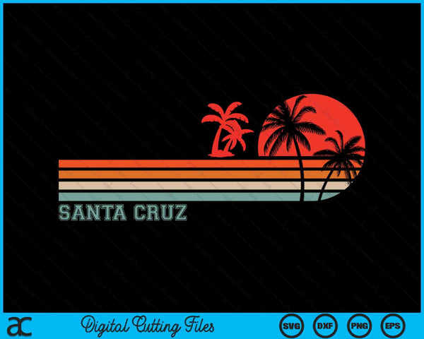 Santa Cruz Californië Retro Vintage Sunset Beach 70s 80s SVG PNG digitale snijbestanden