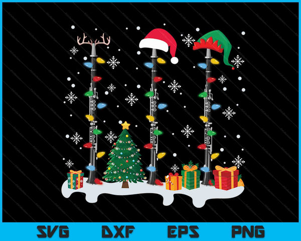 Santa Elf Reindeer Clarinet Xmas Light Musical Instrument SVG PNG Digital Cutting Files