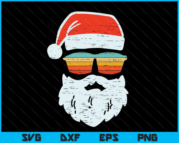 Santa gezicht retro zonnebril kerst xmas mannen vrouwen kinderen SVG PNG digitale snijbestanden
