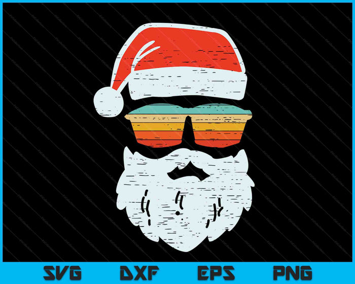 Santa Face Retro Sunglasses Christmas Xmas Men Women Kids SVG PNG Digital Cutting Files