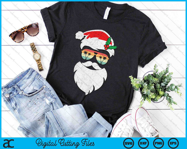 Santa Face Retro Sunglasses Hawaii Christmas Xmas Tropical SVG PNG Digital Printable Files