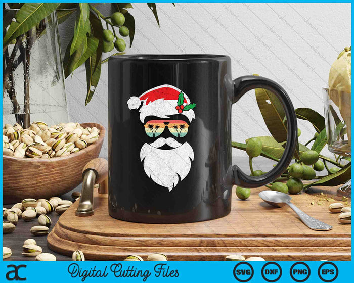 Santa Face Retro Sunglasses Hawaii Christmas Xmas Tropical SVG PNG Digital Printable Files