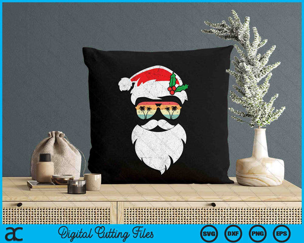 Santa Face Retro Sunglasses Hawaii Christmas Xmas Tropical SVG PNG Digital Printable Files